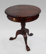 Carved Mahogany Drum Table