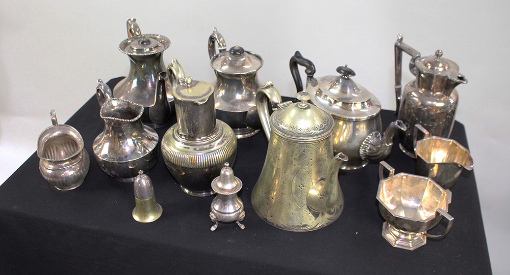 Assorted Collection of Antique & Vintage Silver Plated Teapots