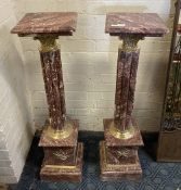 Pair of French Marble Column Pedestals