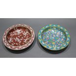 Pair of Chinese Cloisonné Enamelled Bronze Dished Plates