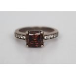 Pink Brown Stone Silver Ring