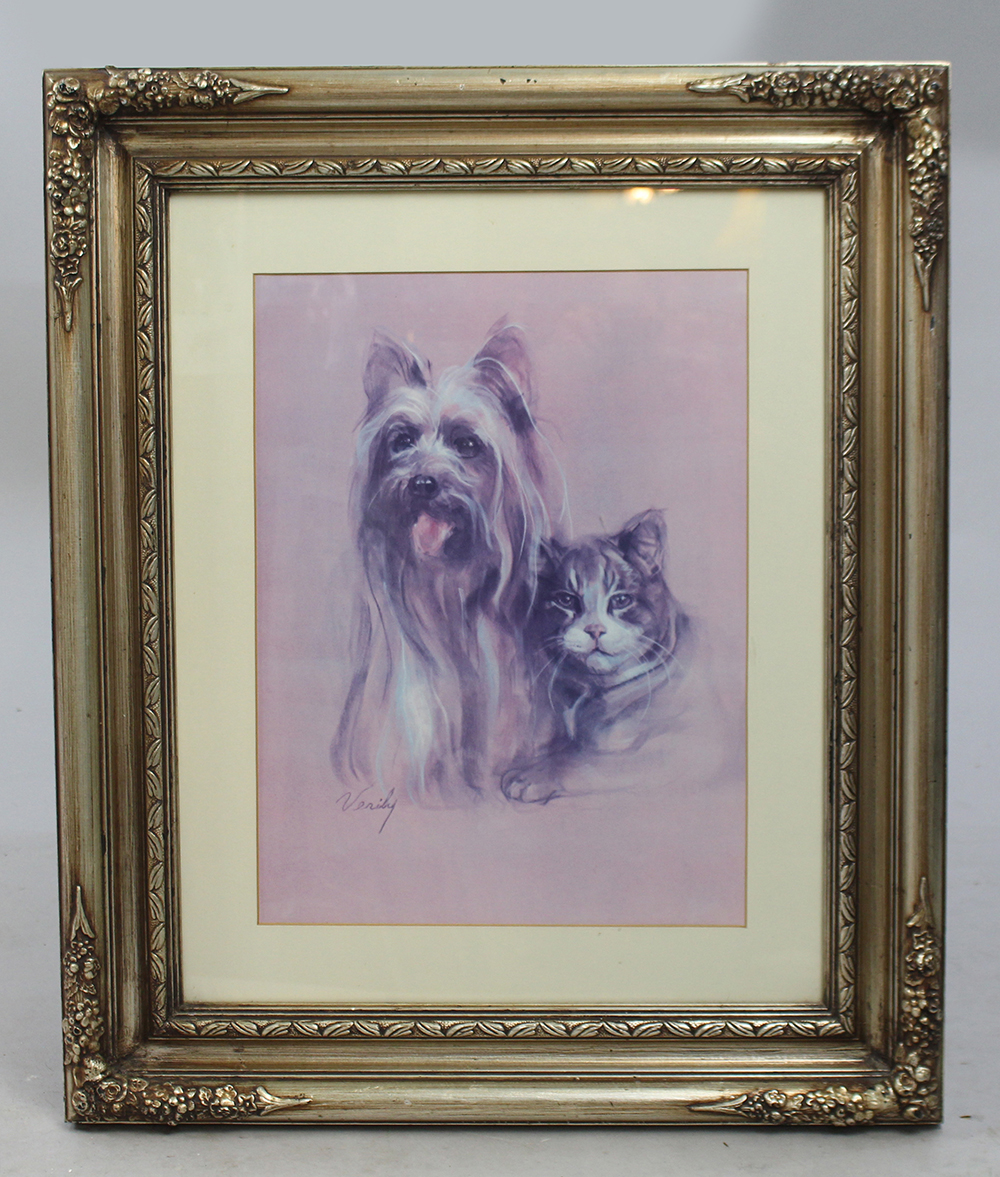 "Best Friends" Cat & Dog Print Set in Silver Frame