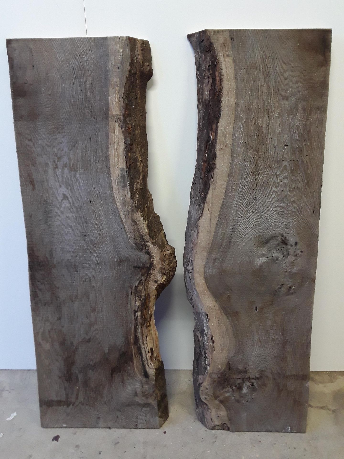 2 x Hardwood Air Dried Sawn Waney Edge / Live Edge English Oak Boards / Resin River Table