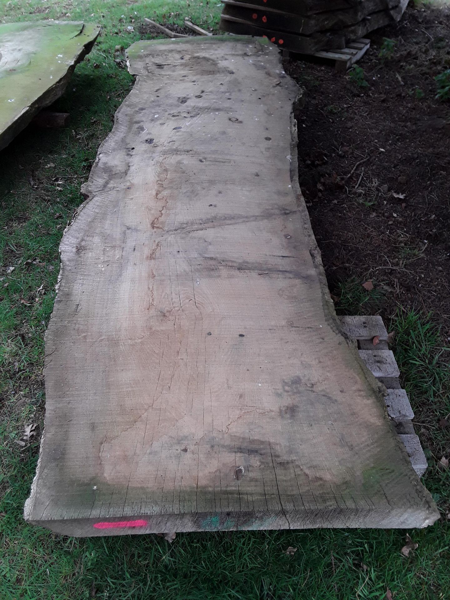 1 x Hardwood Timber Waney Edge / Live Edge Air Dried Sawn English Oak Slab / Table Top