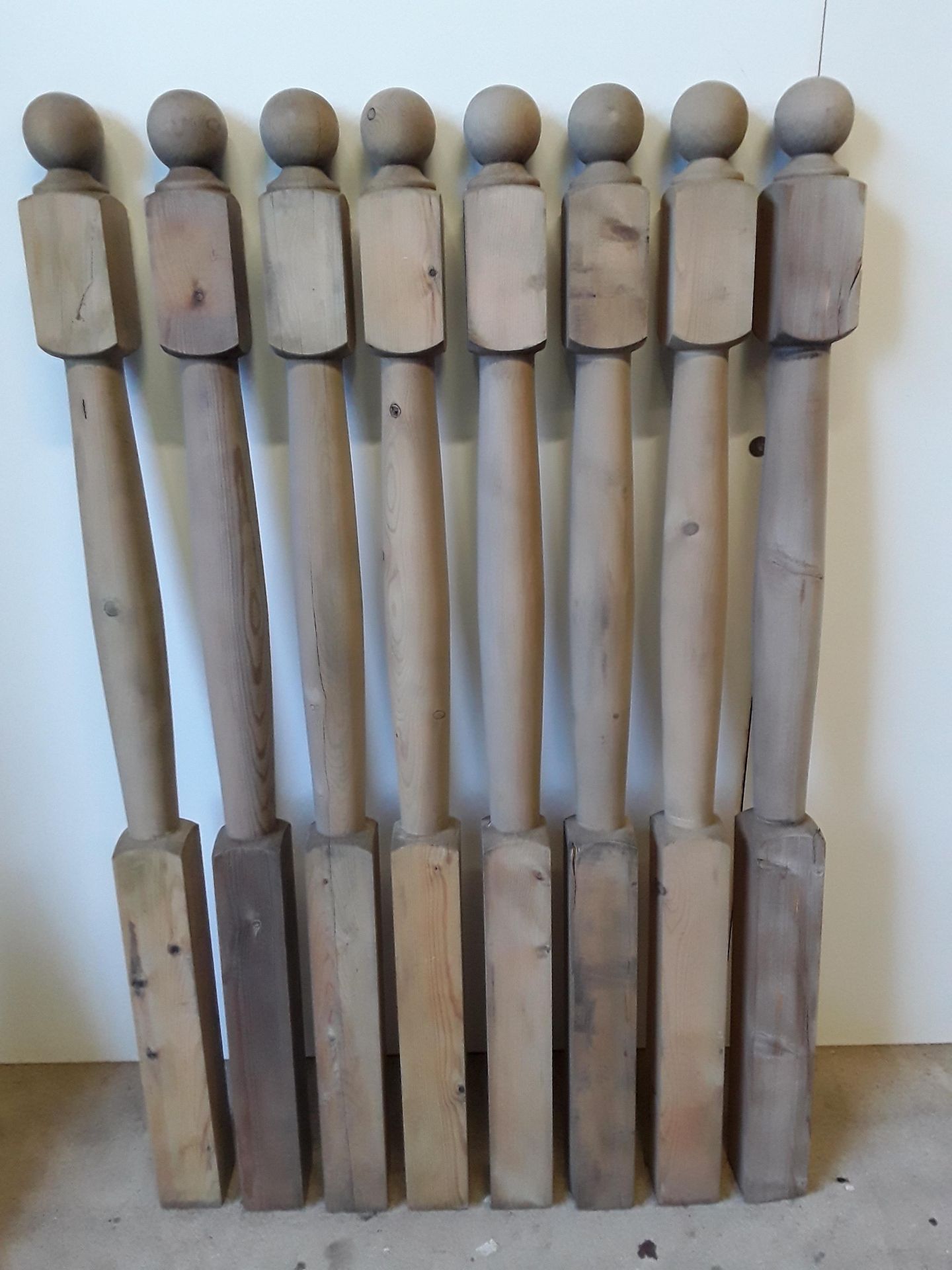 8 x Treated Softwood Decking Newel Posts With Ball Cap ( Rejects )