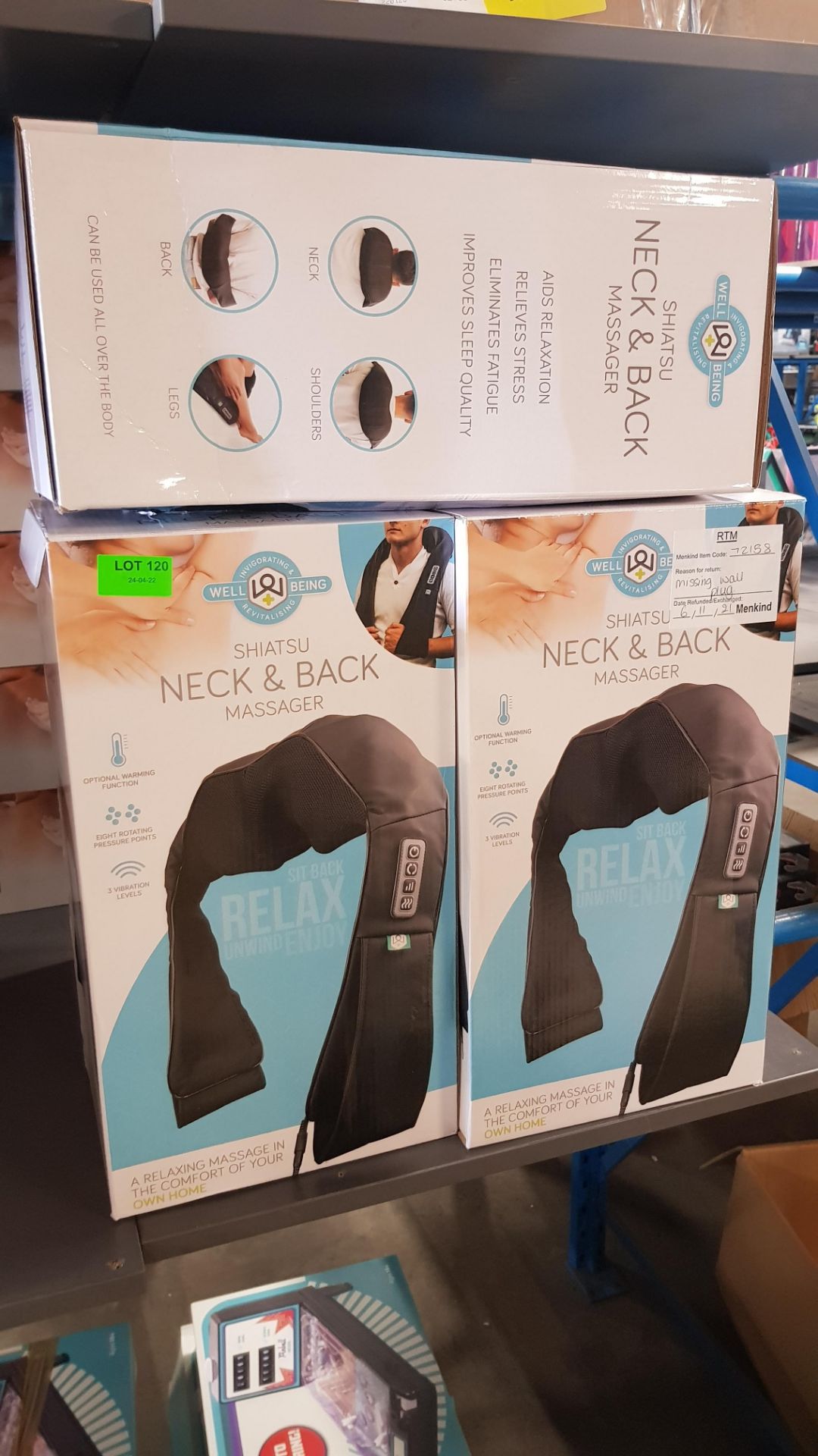 (7F) Lot RRP £225. 5x Well Being Shiatsu Neck & Back Massager RRP £45 Each. (Units Have Return To M - Image 2 of 2