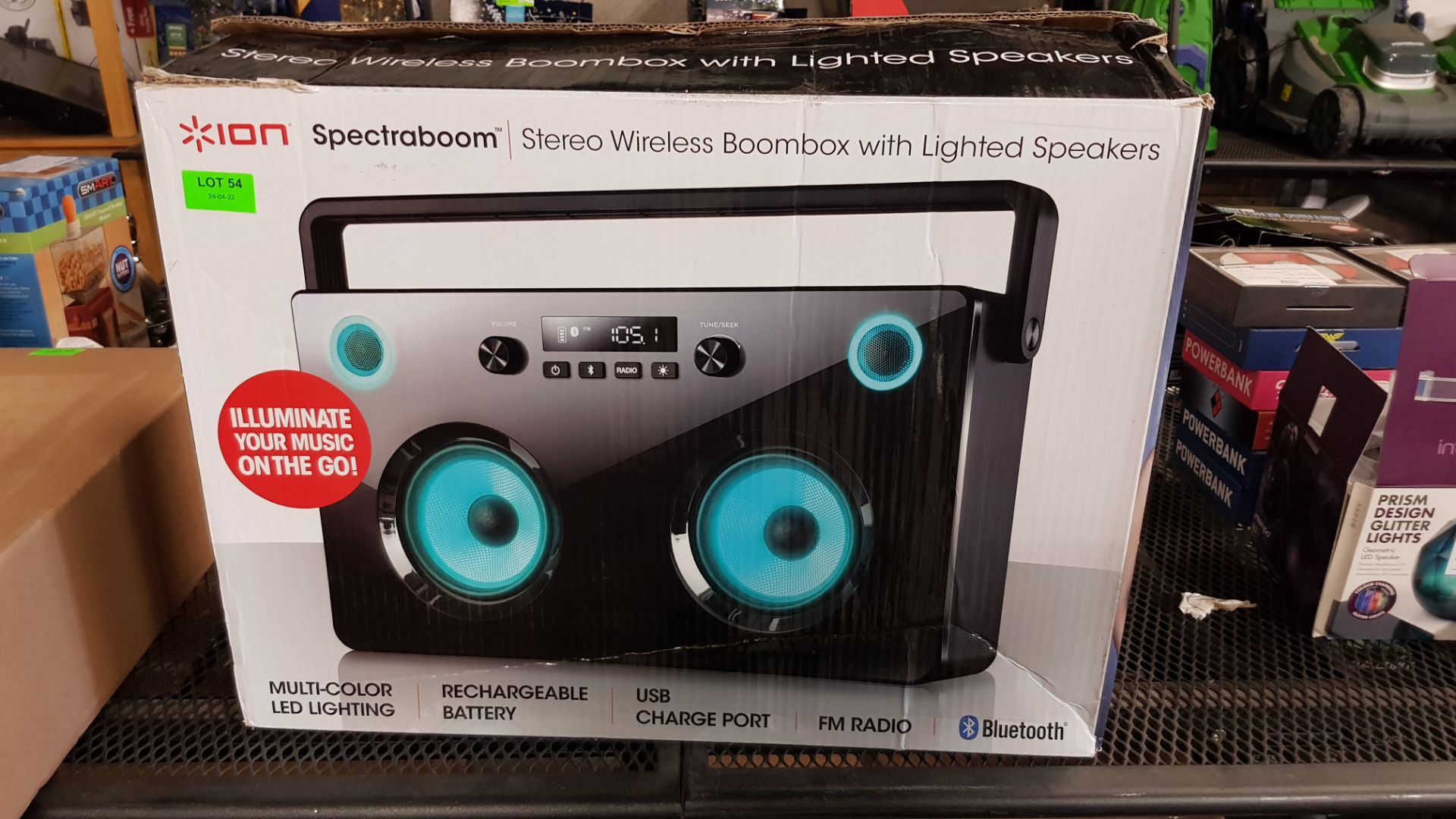 (R8) RRP £149.99. ION Spectraboom Stereo Wireless Boombox With Lighted Speakers. (Unit Has Return - Image 4 of 4