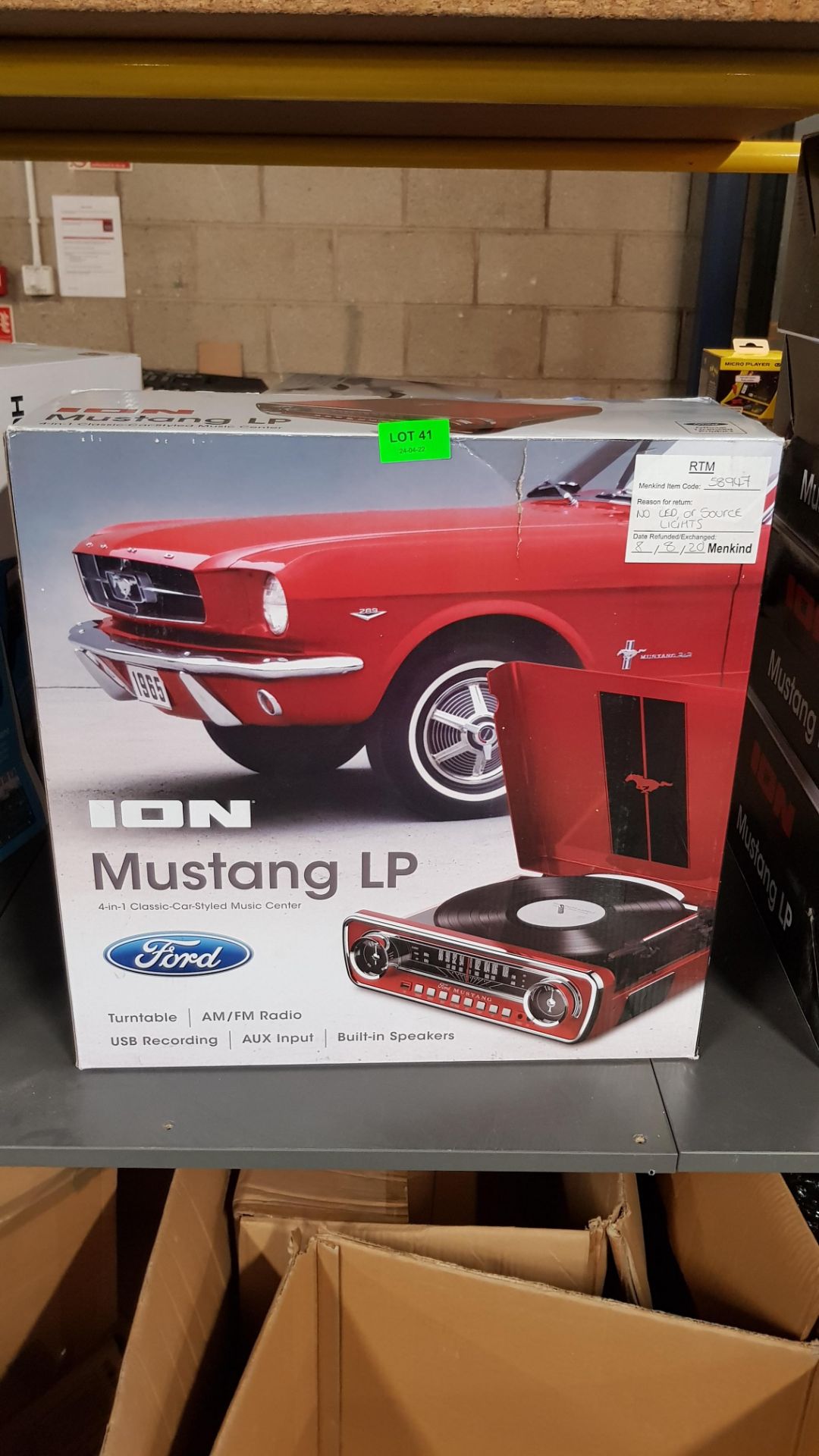 (8B) RRP £99.99. ION Ford Mustang LP. 4 in 1 Classic Car Styled Music Center. (Unit Has Return To M - Image 7 of 7