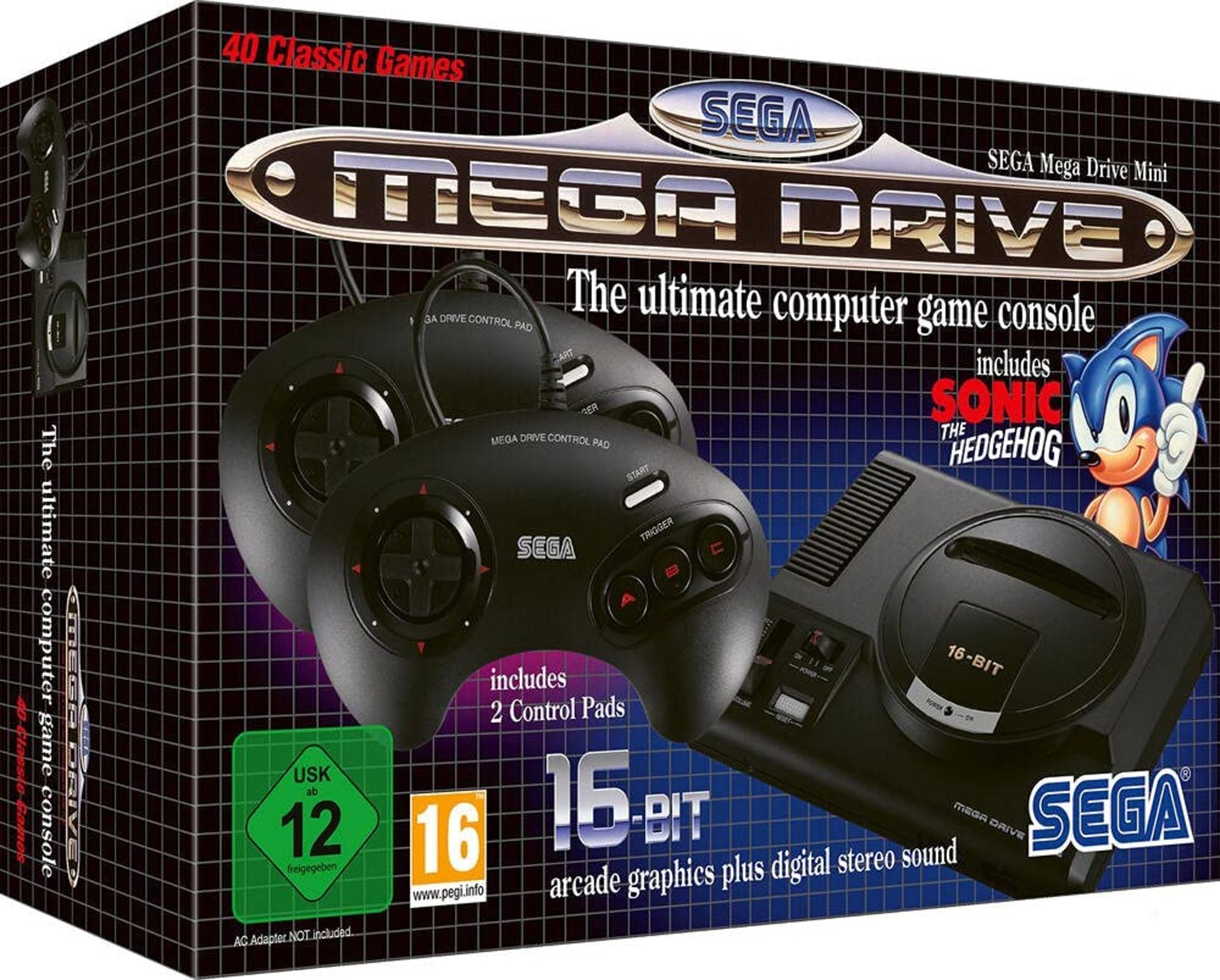 (7M) Lot RRP £150. 2x Sega Mega Drive 16 Bit Mega Drive Mini 42 Classic Built In Games. (1x Unit Ha