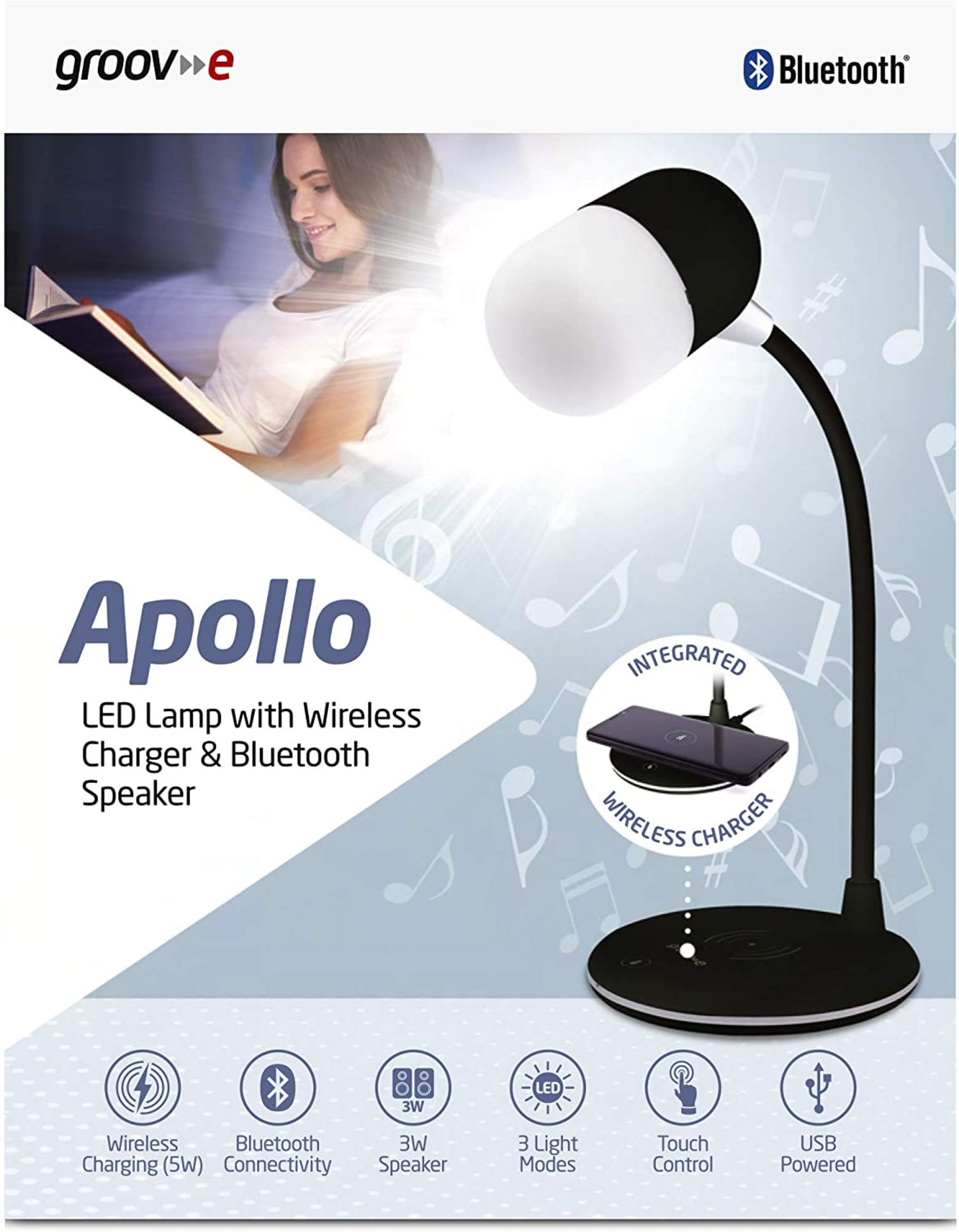 (7M) 8x Items. 2x Groove Apollo Bluetooth LED Lamp With Wireless Charger & Bluetooth Speaker (RRP £ - Image 4 of 12