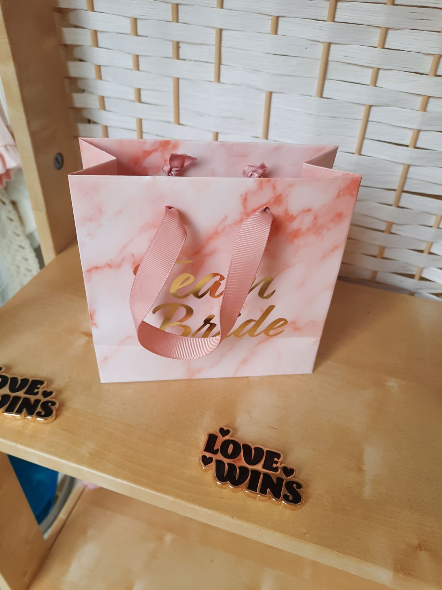 Pink/peach Team Bride Gift Bags x 48