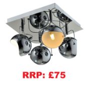 Modern 4 Light Spot Low Ceiling Light, Polished Chrome finish Adjustable Heads, RRP: £75