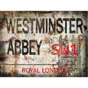 Westminster Abbey Retro- Iconic London Street Signs