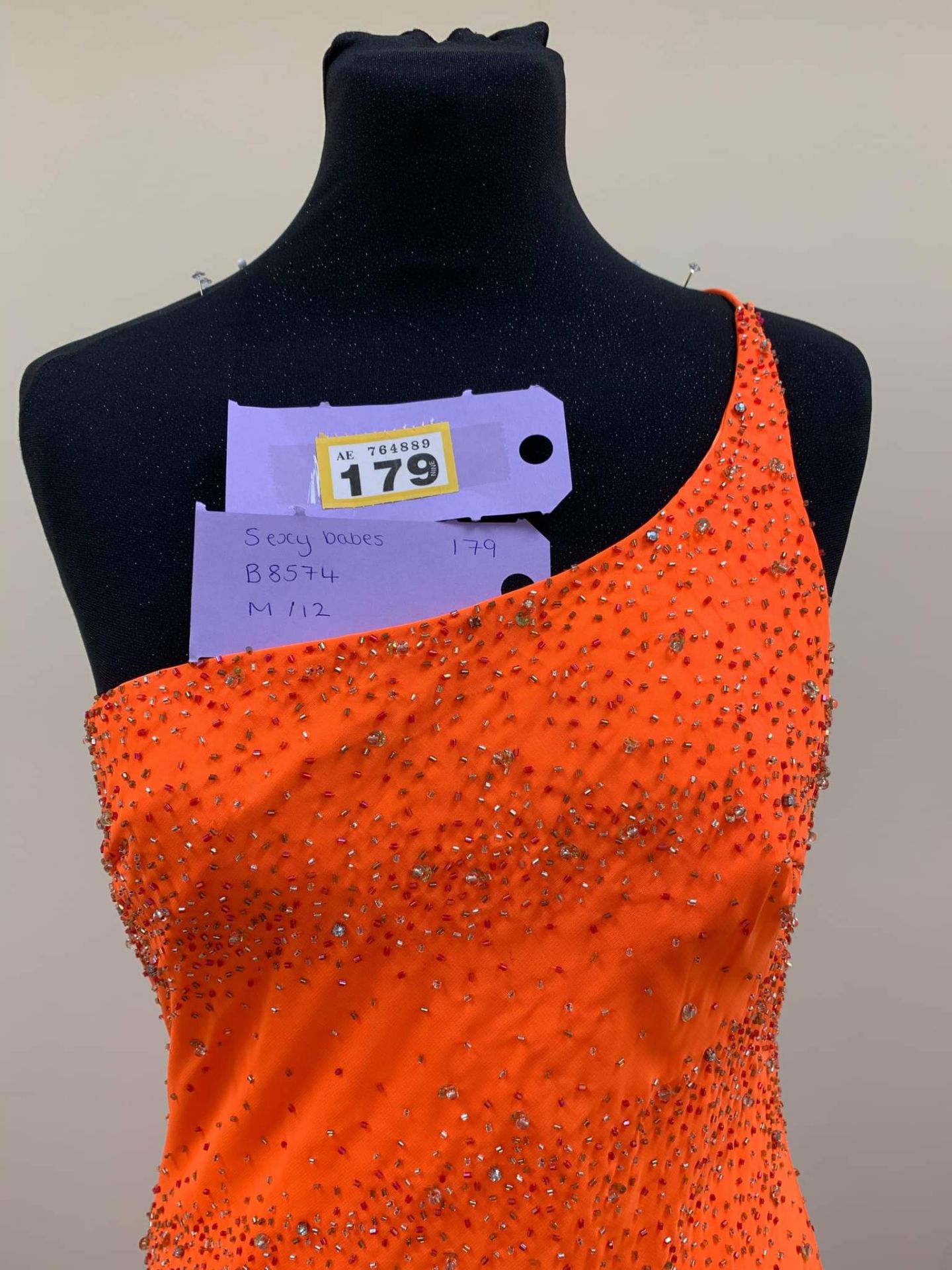 Orange prom, pageant dress - Image 2 of 4
