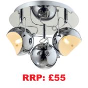 Modern 3 Light Spot Low Ceiling Light, Polished Chrome finish Adjustable Heads, RRP: £55