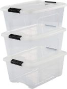 1 Pallet - 48 Packs of 3 x 15Lt Transparent Storage Box - Clear Lid - Ref No 9