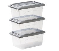 1 Pallet - 120 Packs of 3 x 5Lt Transparent Storage Boxes - Silver Lid - Ref No 2