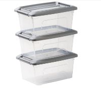 1 Pallet - 120 Packs of 3 x 5Lt Transparent Storage Boxes - Silver Lid - Ref No 1