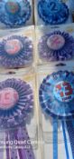 6 Brand New Age Number Badges Rosette Purple and Blue