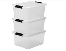 1 Pallet - 48 Packs of 3 x 15Lt Transparent Storage Box - Clear Lid - Ref No7