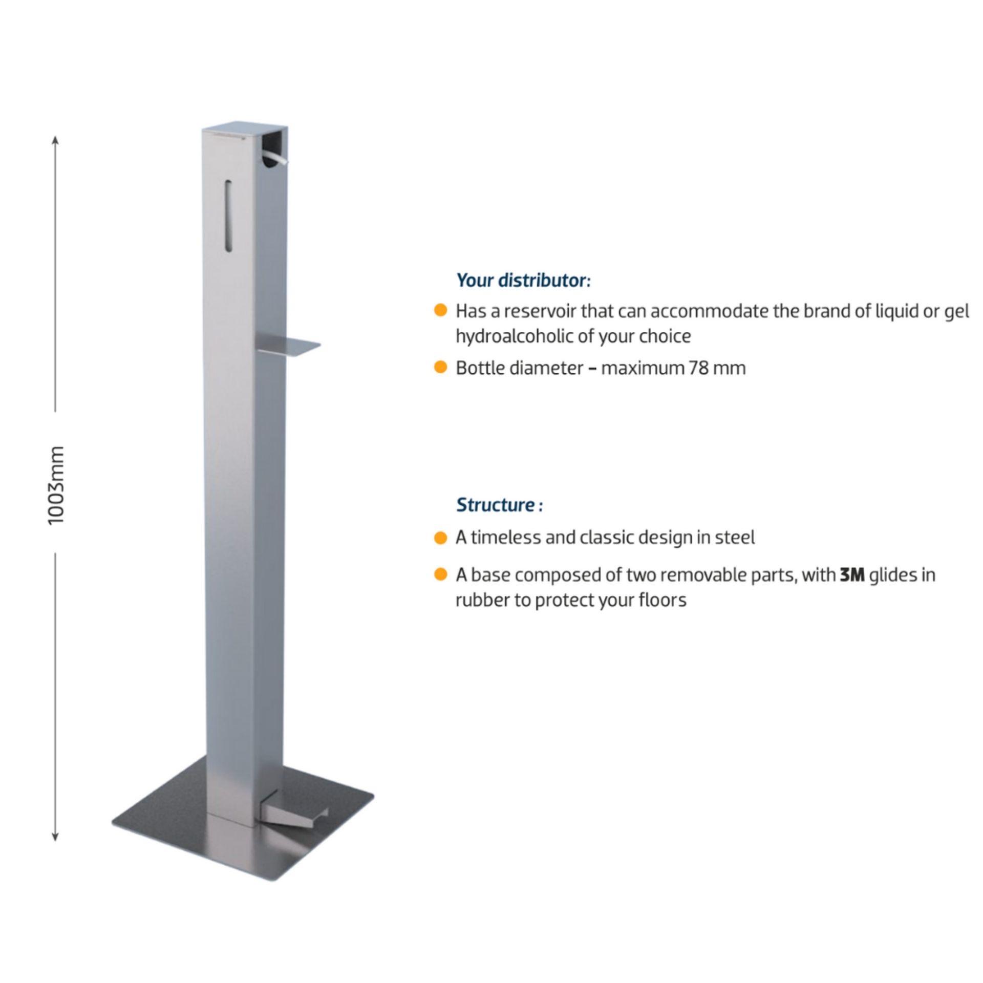 Presols Free Standing Sanitisation Station | Foot Pedal Dispenser | touch Free | Stainless Steel - Image 3 of 6