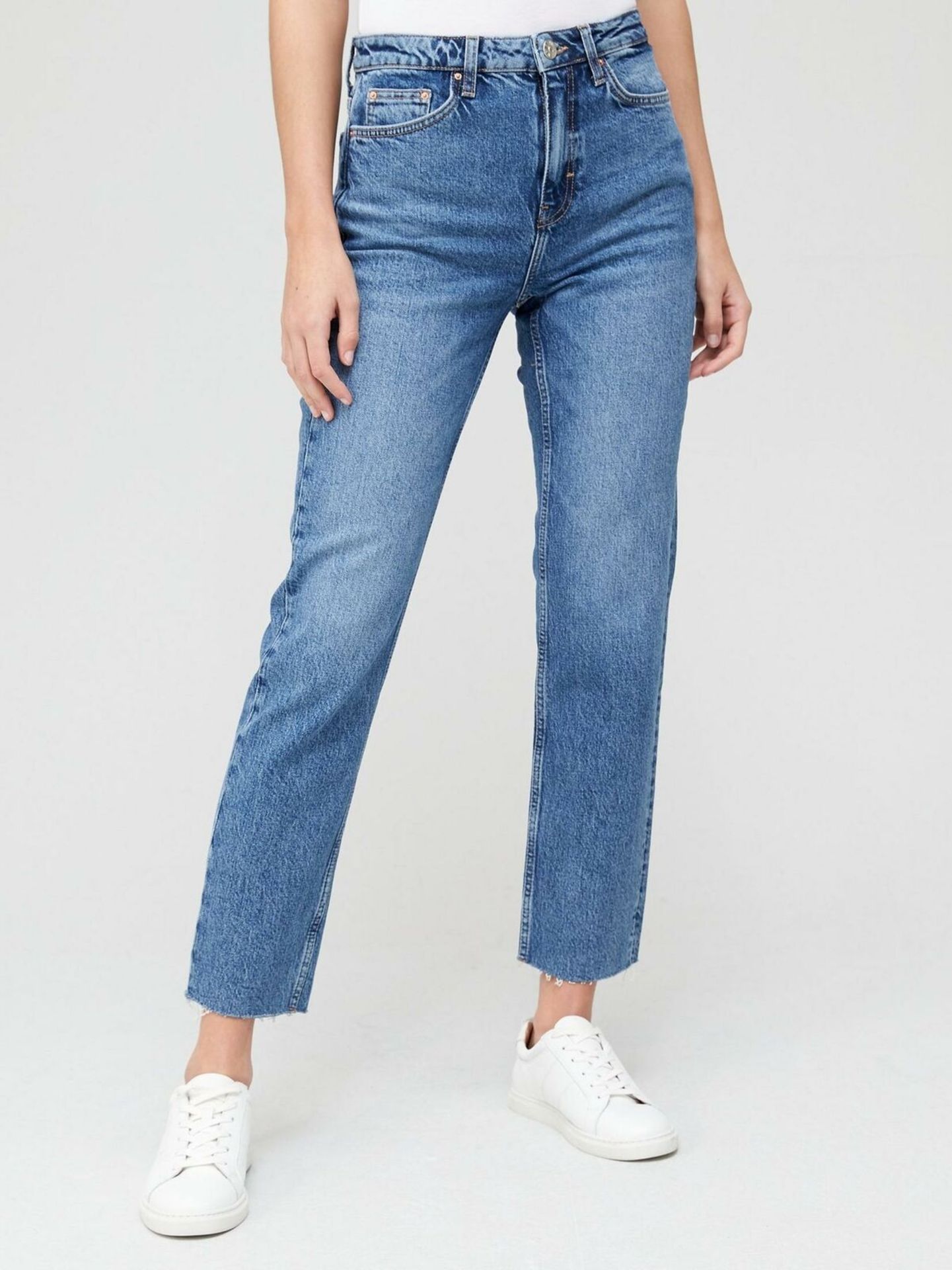 V By Very Premium High Waist Straight Jean - Mid Wash