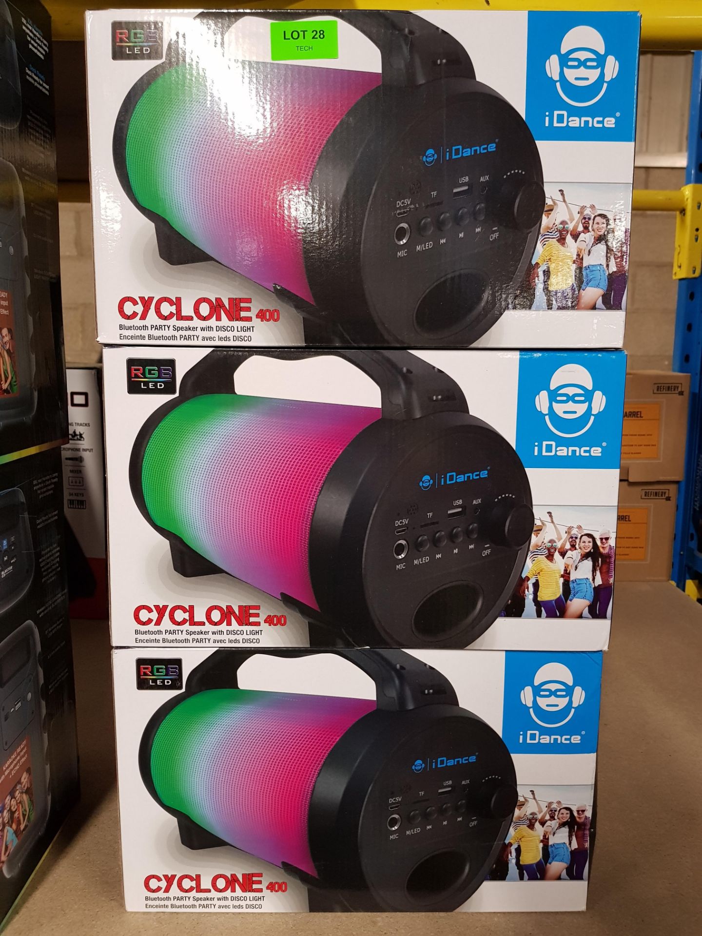 (8A) Lot RRP £30. 3x iDance Cyclone 400 Bluetooth Party Speaker With Disco Light RRP £30 Each. (Uni - Image 3 of 4