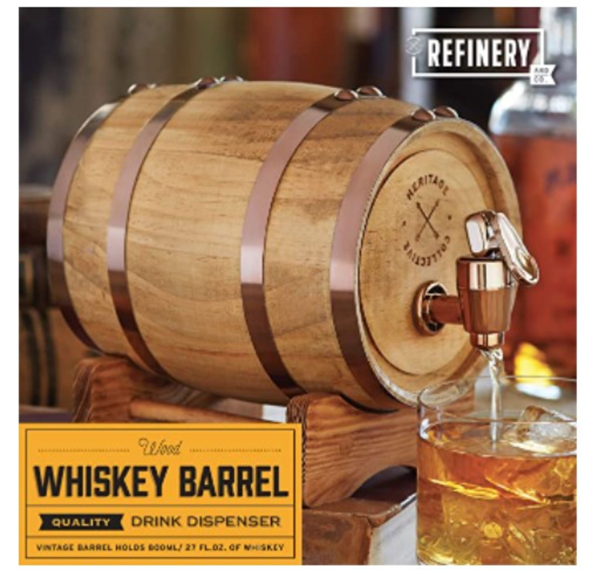 (8H) Lot RRP £125. 5x Refinery & Co Wood Whiskey Barrel Quality Drink Dispenser RRP £25 Each. (1x - Image 2 of 7