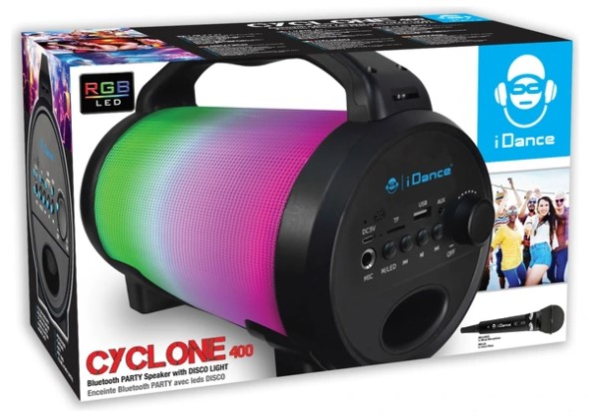 (8A) Lot RRP £30. 3x iDance Cyclone 400 Bluetooth Party Speaker With Disco Light RRP £30 Each. (Uni - Image 2 of 4