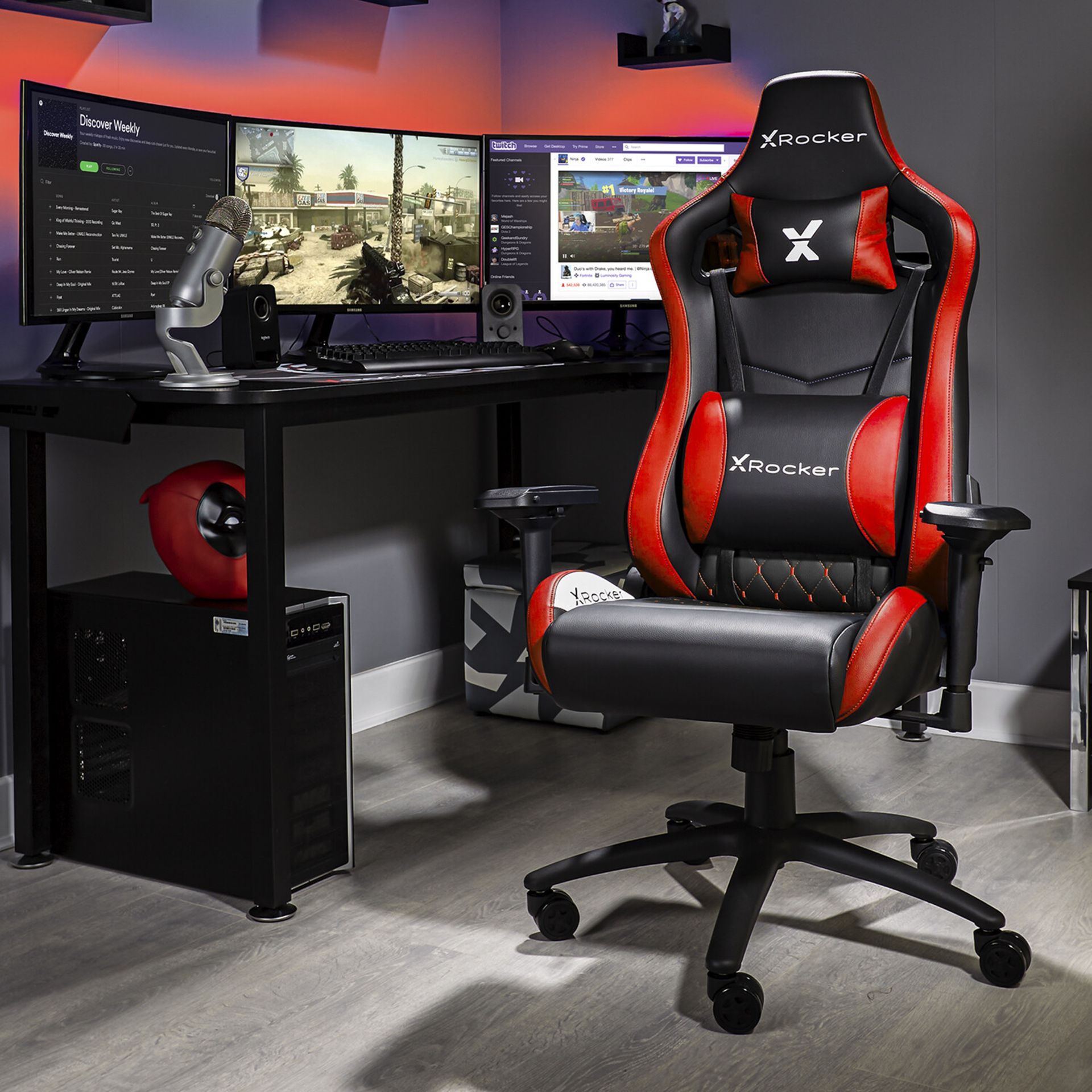 RRP £199.99. X-Rocker Merlin PC Gaming Chair (Red). For The Ultimate Home Racing Experience, The X