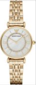 Emporio Armani AR1907 Ladies Mother Of Pearl Dial Gold Tone Bracelet Quartz Watch