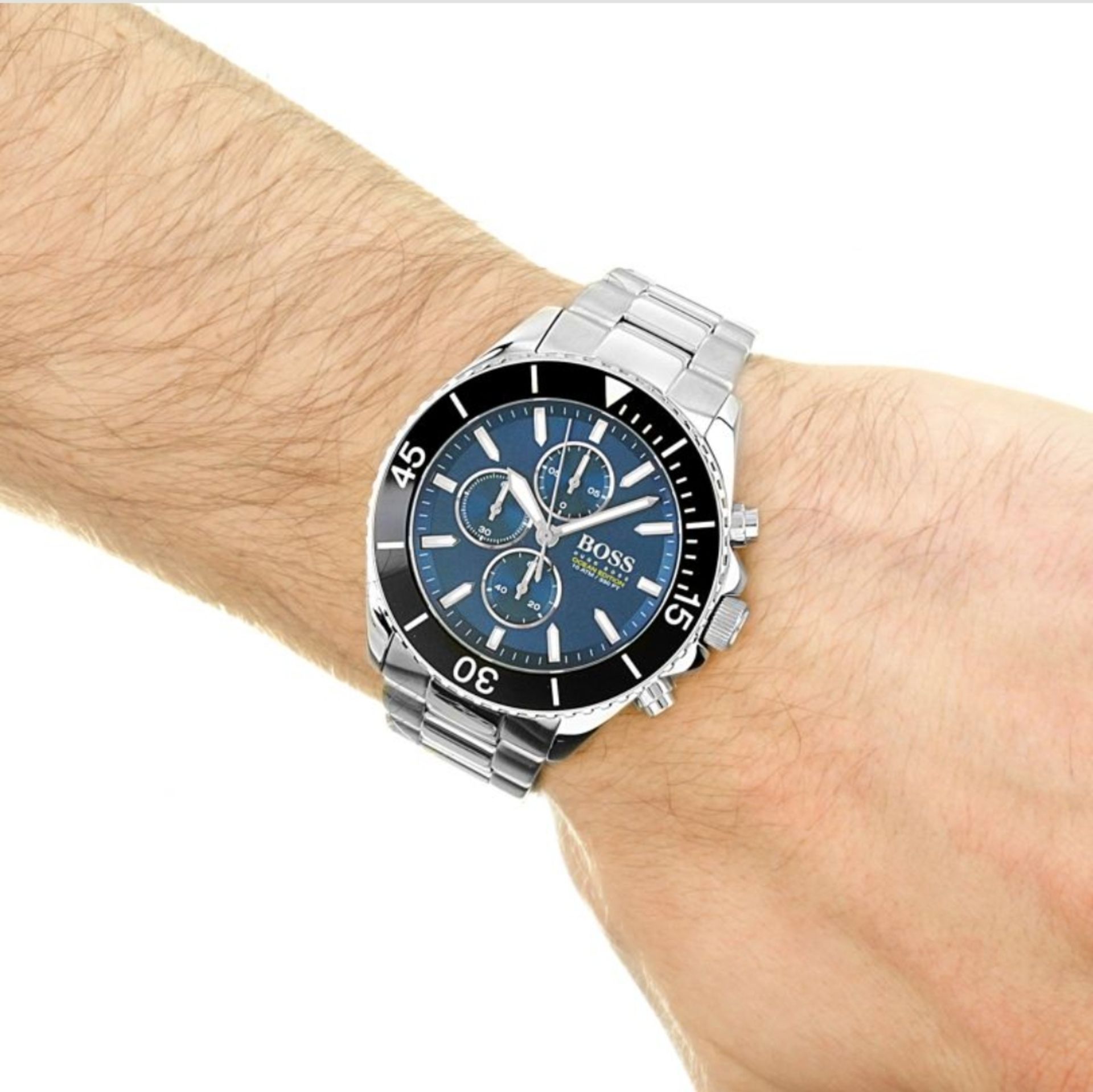 Hugo Boss 1513704 Men's Ocean Edition Blue Dial Silver Bracelet Chronograph Watch - Image 2 of 7