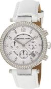 Michael Kors MK2277 Ladies Parker White Leather Strap quartz Chronograph Designer Watch
