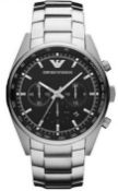 Emporio Armani AR5980 Men's Sportivo Black Dial Silver Bracelet Quartz Chronograph Watch