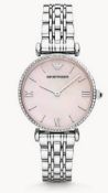 Emporio Armani AR1779 Ladies Gianni T-Bar Silver Bracelet Watch