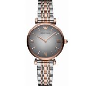 Emporio Armani AR1725 Ladies Gianni T-Bar Two Tone Bracelet Quartz Watch