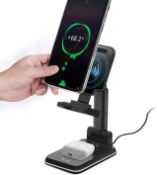 4 x 2 in 1 Wireless Charger, Dual Wireless Charging Desk Phone Stand, 10W Qi Fast-Charging Dock