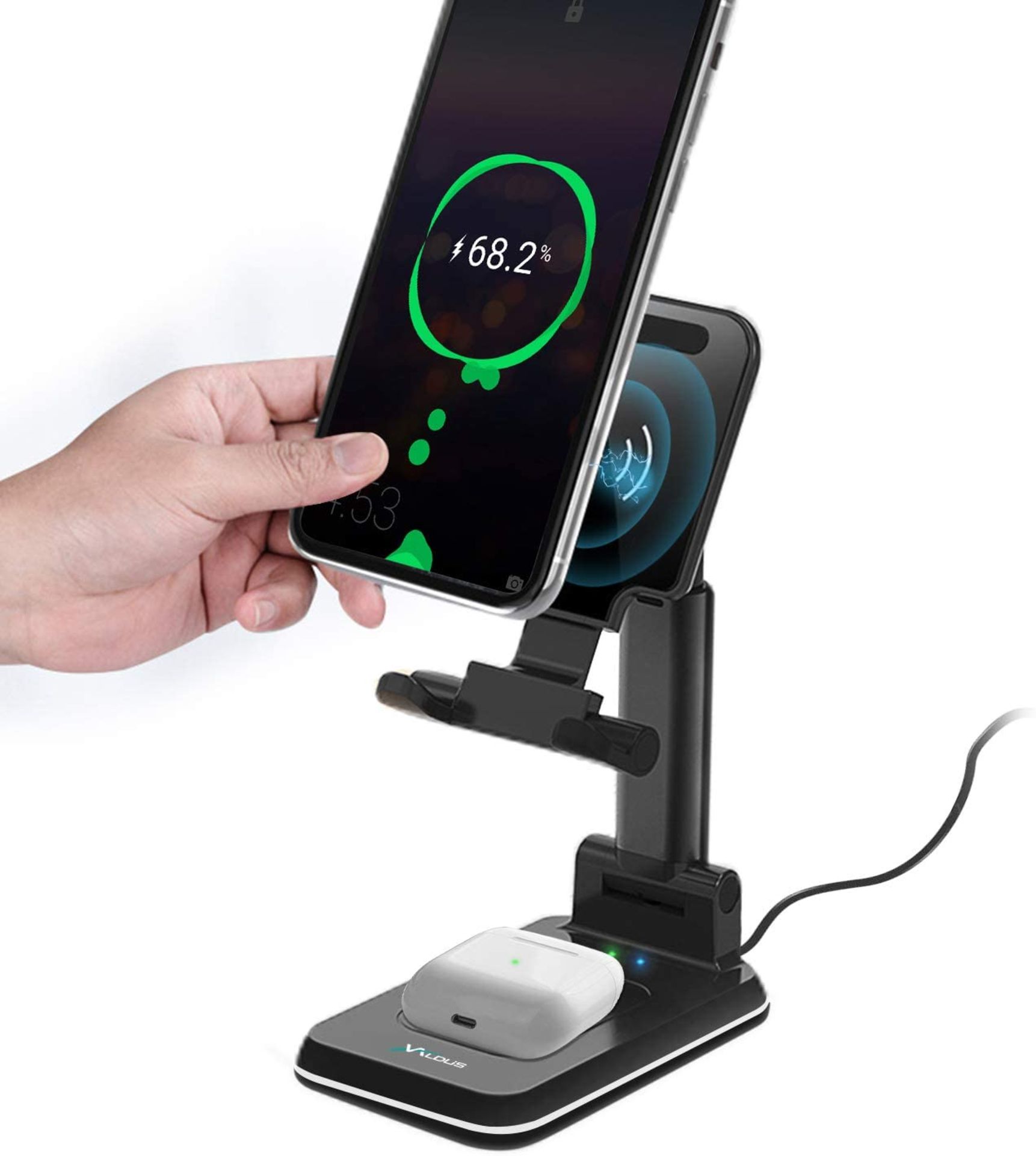 4 x 2 in 1 Wireless Charger, Dual Wireless Charging Desk Phone Stand, 10W Qi Fast-Charging Dock - Image 2 of 2