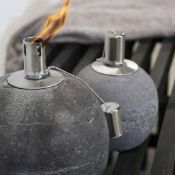 Grey Concrete Citronella Oil Garden Table Lamp Light - RRP £24.99