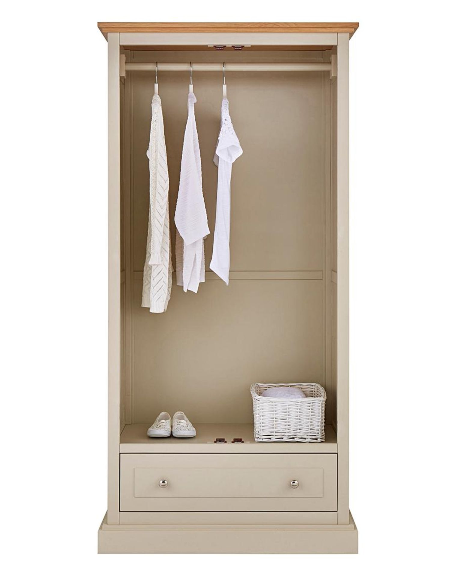 RRP £499. Charlbury 2 Door 1 Drawer Wardrobe Oak / Skimming Stone (SKU: XK114NS). H183 x W90 x D52c - Image 3 of 4