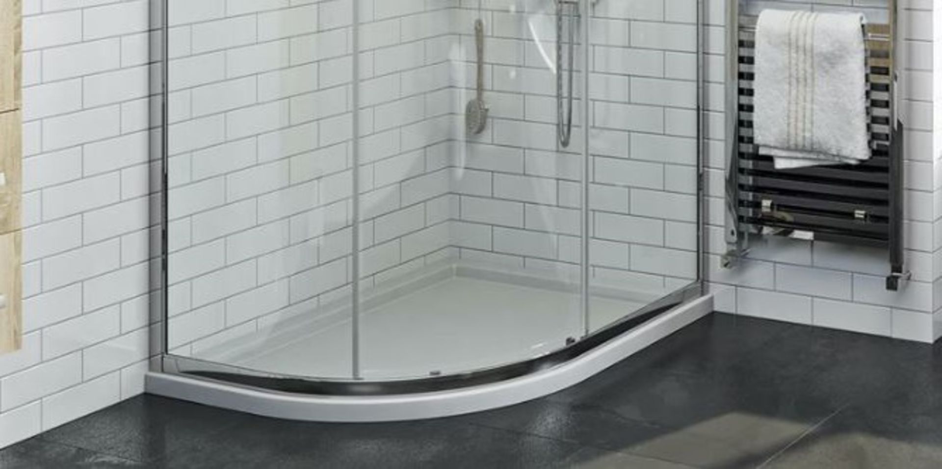 1200 x 800mm Quadrant Stone Shower Tray. Appears New Unused In Factory Wrap.