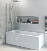 3 x Items. 1700 Steel Single Ended Bath. Framless Glass Bath Shower Screen. 660X1080mm Tall Grey St