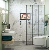 RRP £275. 1 x Multipanel 2400 x 1200mm Calcatta Marble Wet Room Panel. Solid Marine Ply & Acrylic C