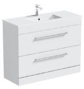 RRP £409 With Basin. Derwent 1000mm Floor Standing White Vanity Unit With Draws. 252057. Boxed