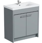 Clarity satin 750 grey floorstanding vanity unit. Basin Not Included