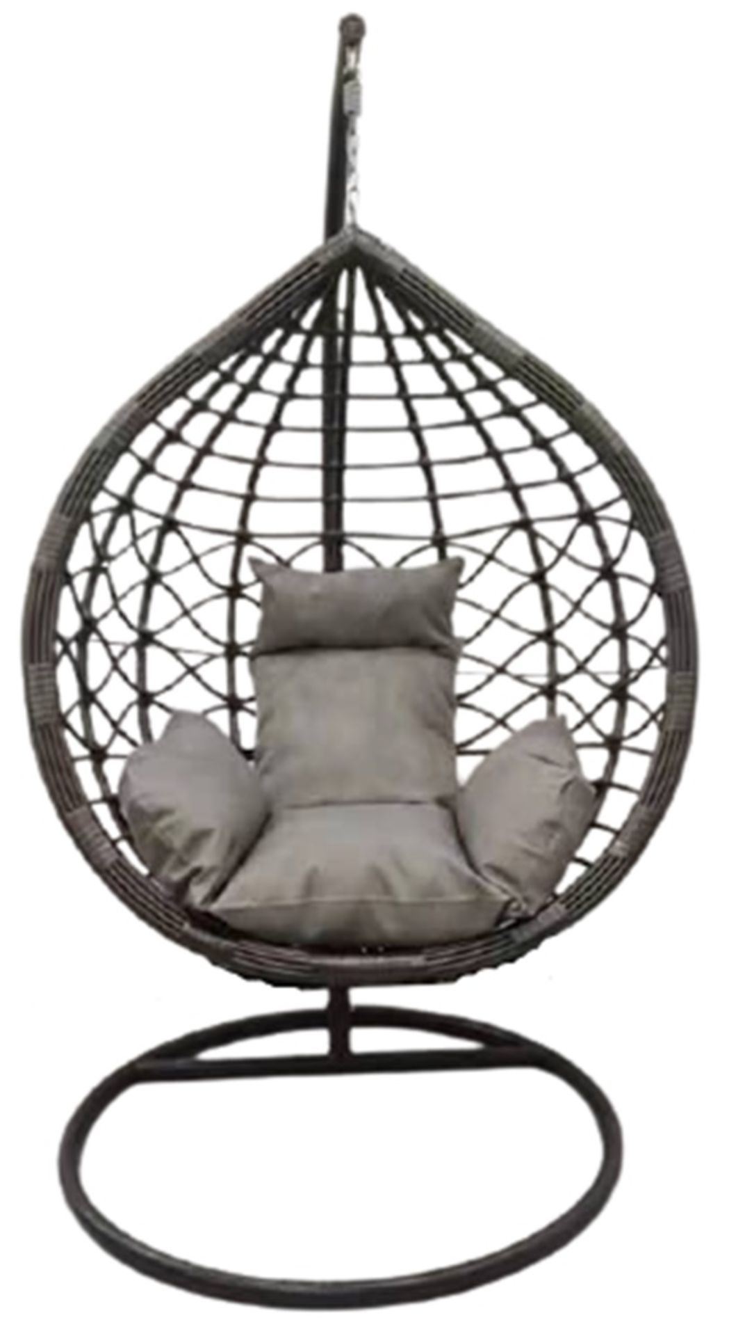 Single Grey Wicker Swing Chair with Grey Cushion Insert