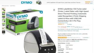 Dymo Labelwriter 550 Turbo Label Printer | Label Maker With High-Speed Direct Thermal Printing |
