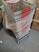 20 Wire Shopping Baskets On Wheeled Trolley