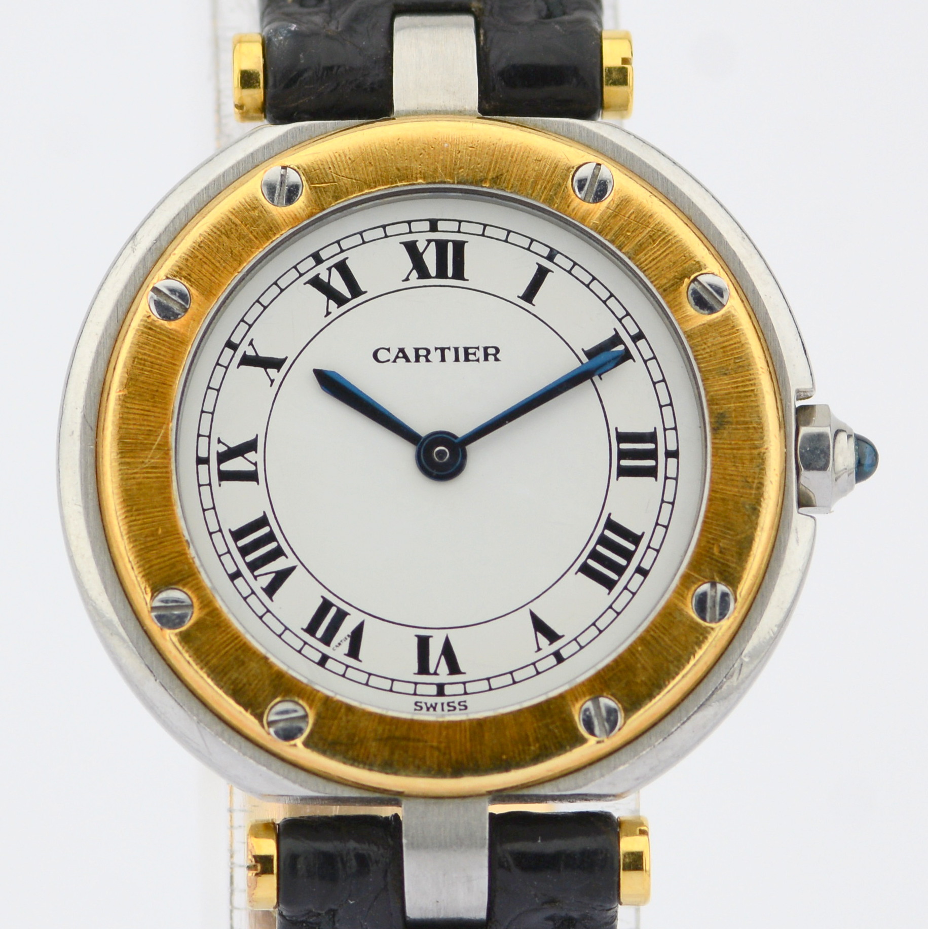 Cartier / Santos Ronde S/18K Gold Fold Clasp - Lady's Gold/Steel Wrist Watch