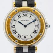 Cartier / Santos Ronde S/18K Gold Fold Clasp - Lady's Gold/Steel Wrist Watch